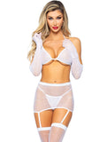 White 5 PC Rhinestone Bra Set